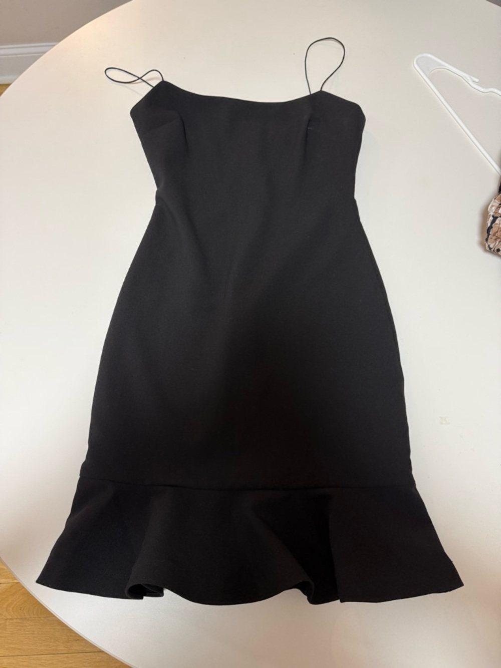 Likely Black Spaghetti-Strap Mini Dress with Flounce Hem